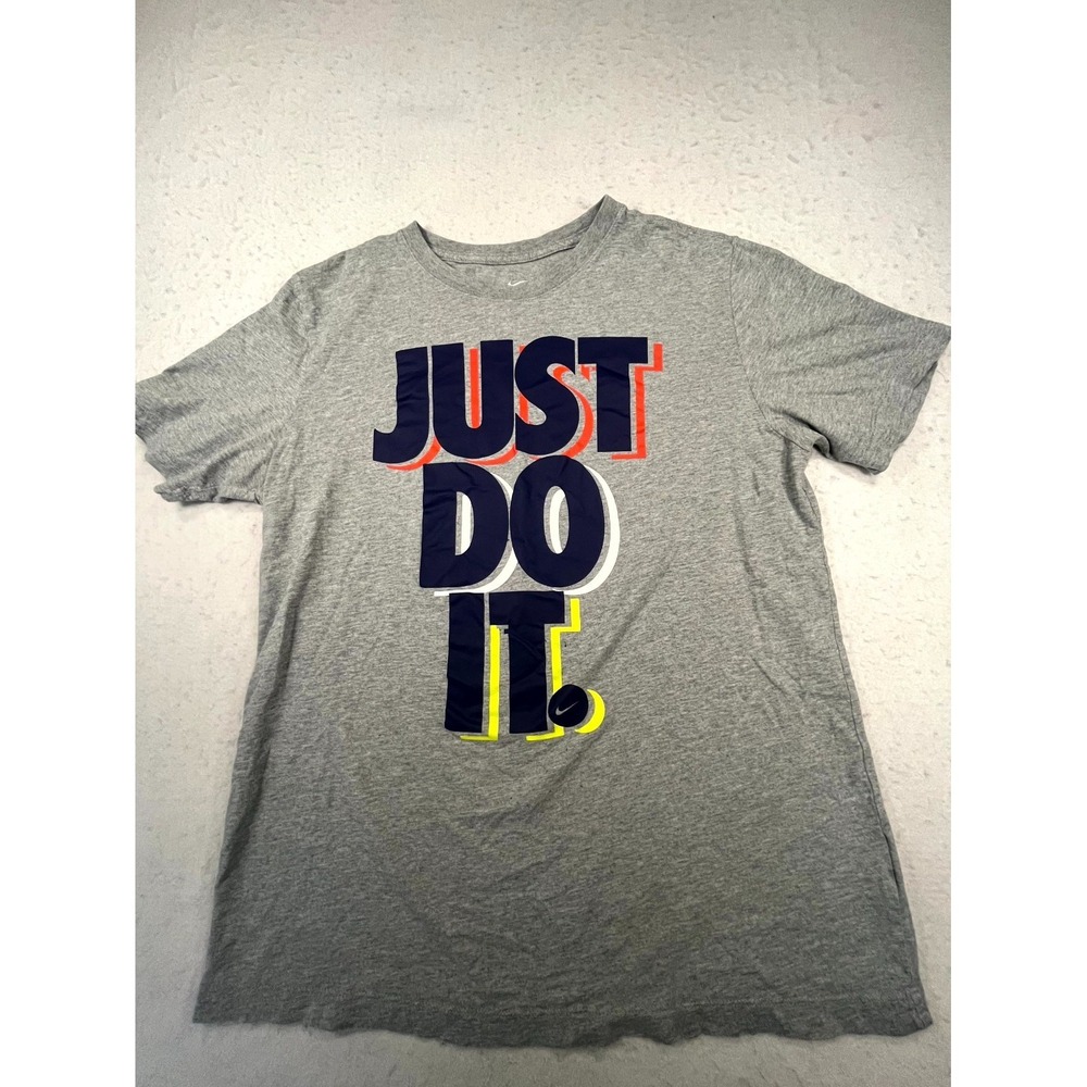 Nike Sportswear T Shirt Mens Medium‎ Heather Gray Cotton Just Do It Standard Fit